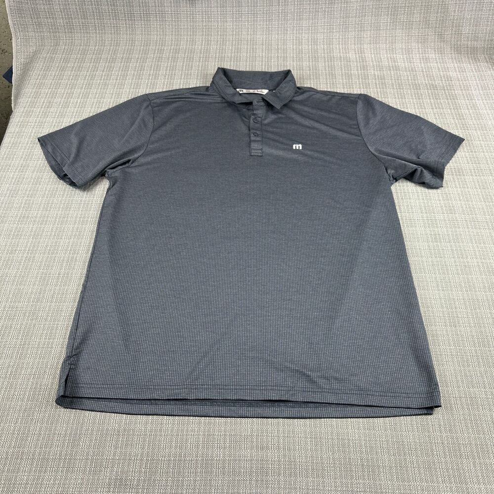 Travis Mathew Golf Polo Shirt Men XXL Grey Textured Check Pattern Casual Comfort